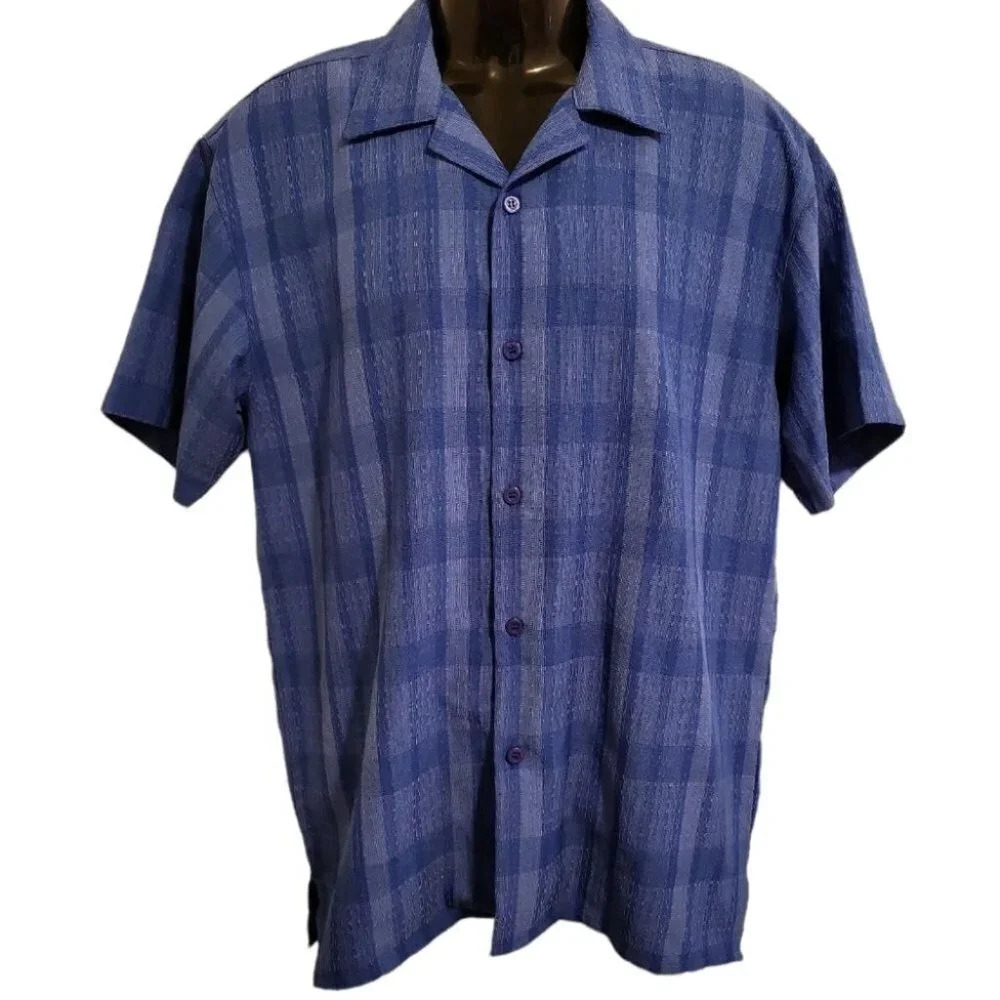 Men's Button Up Short Sleeve Shirt by Montique BL(size M)